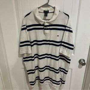 Tommy Hilfiger Men's Polo in White with Navy Stripes
